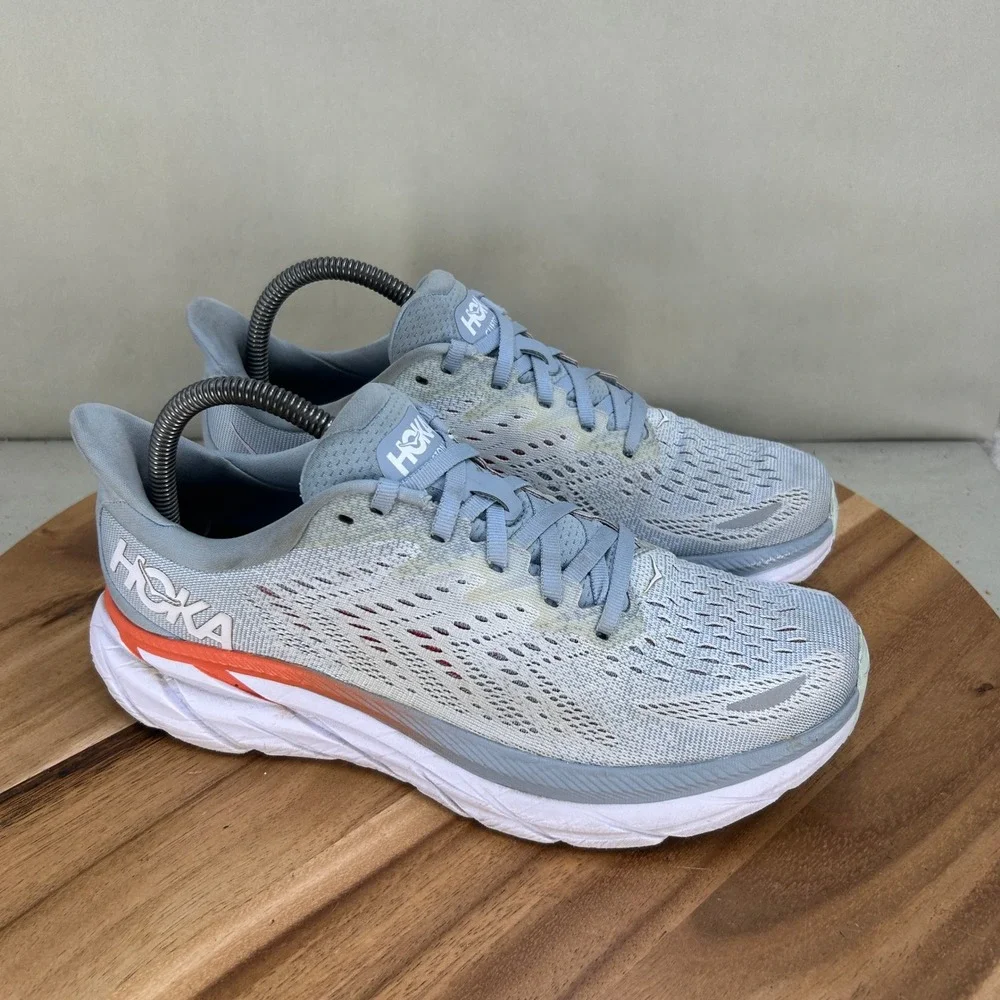 Hoka One One Clifton 8 Blue Fog Plein Air Running Shoes Cushioned Womens 8.5 B